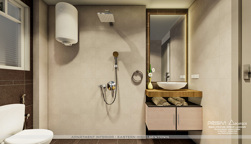 Contemporary Toilet Design by Interiors Next at Newtown Apartment